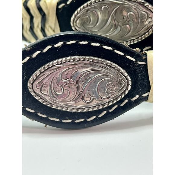 NOCONA 34” Concho Belt Silver 14K Gold Fill on Hand Tooled  display picture 3
